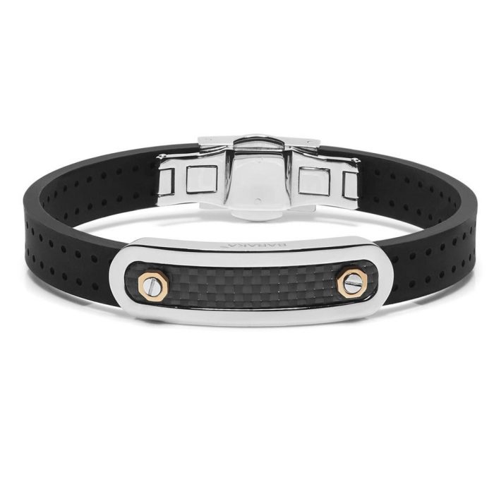 Baraka Carbon Fiber 18k Rose Gold, Stainless Steel and Rubber Bracelet