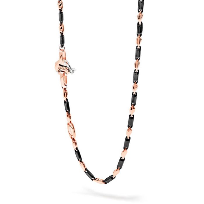 Baraka Cyborg Ceramic 18k Rose Gold Black Ceramic Necklace with Diamond