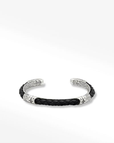 Konstantino Sterling Silver and Black Leather Bracelet