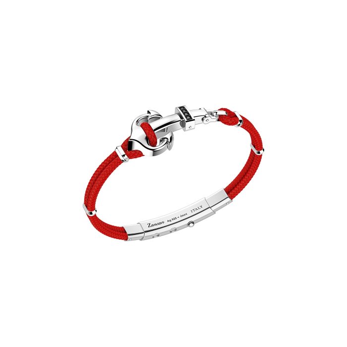 Zancan Regata Sterling Silver Black Spinel Anchor Kevlar Bracelet