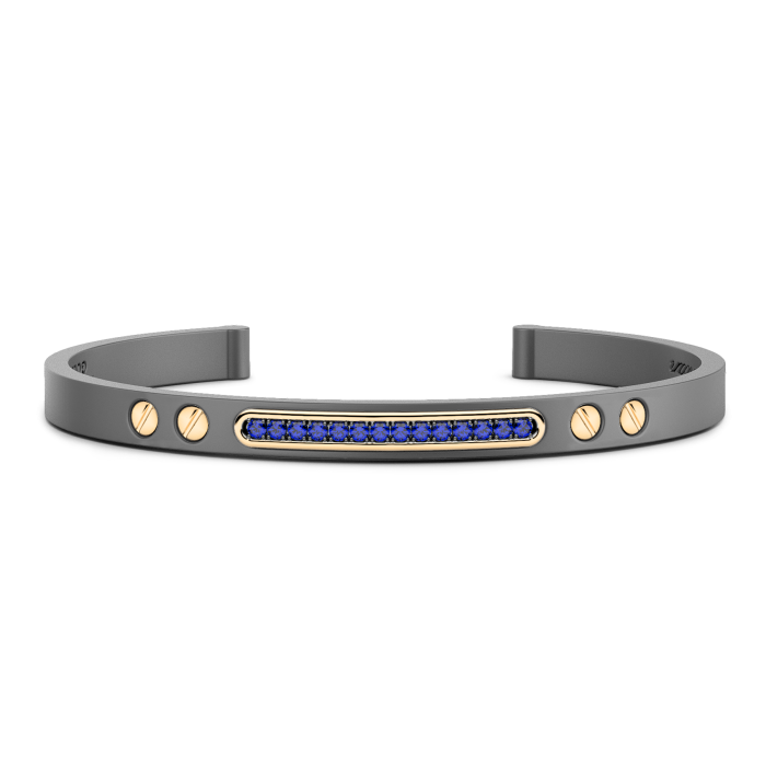Zancan Eternity Titanium 18k Yellow Gold and Titanium Blue Sapphire Bracelet