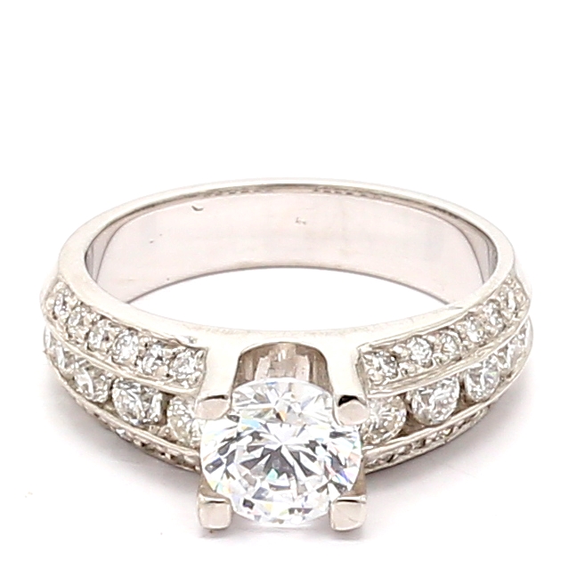Channel and Bead-Set Diamond Semi-Mount, 0.50 ct tw