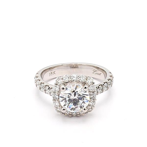 Coast 18K White Gold Halo Diamond Semi-Mount, 1.05 ct tw