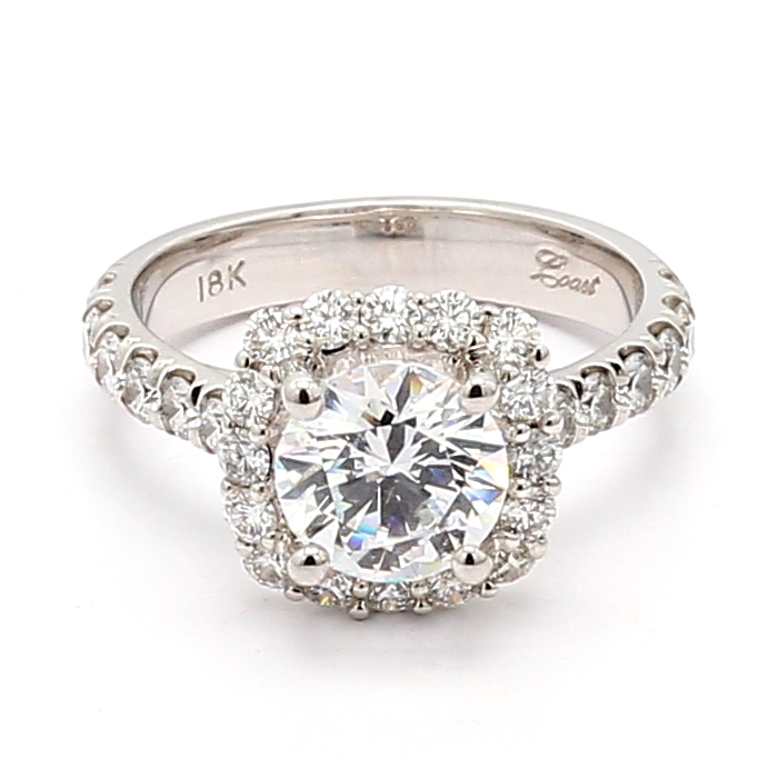 Coast 18K White Gold Halo Diamond Semi-Mount, 1.05 ct tw