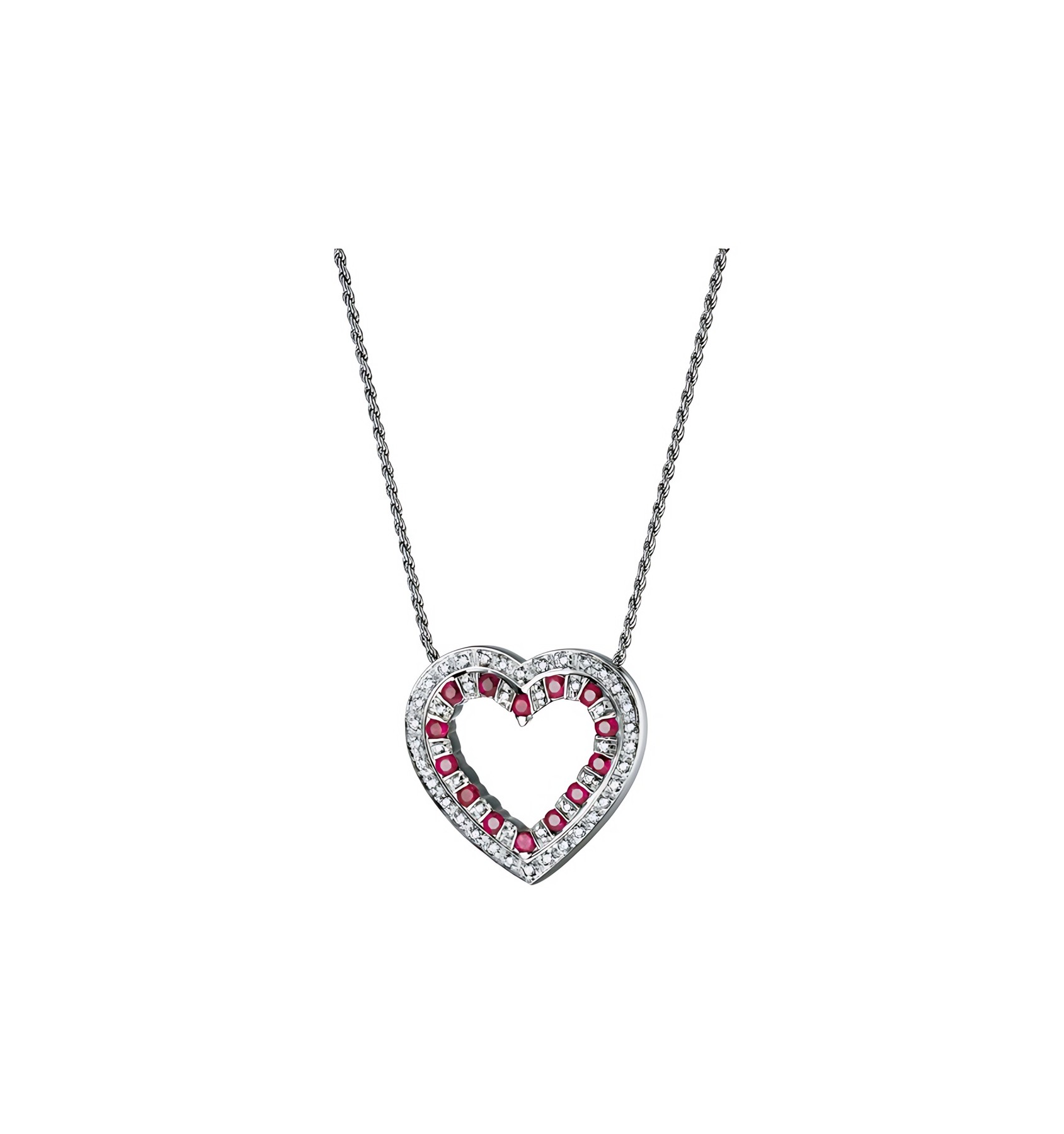 Damiani Belle Epoque Diamond Ruby Heart Necklace