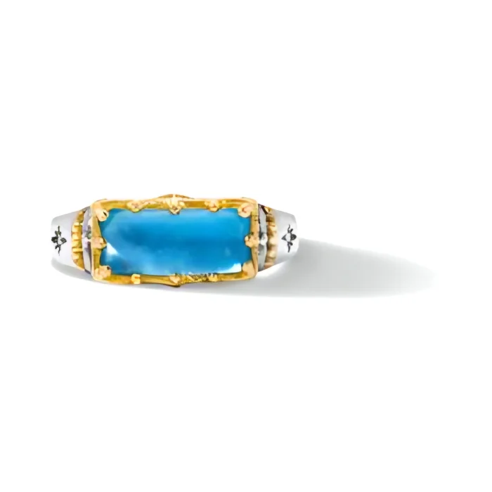 Konstantino Sterling Silver and 18k Yellow Gold Aquamarine Ring