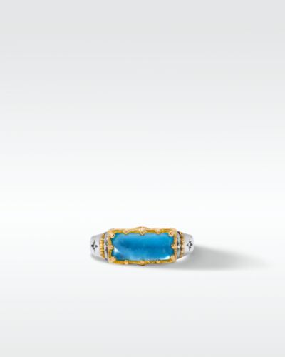 Konstantino Sterling Silver and 18k Yellow Gold Aquamarine Ring