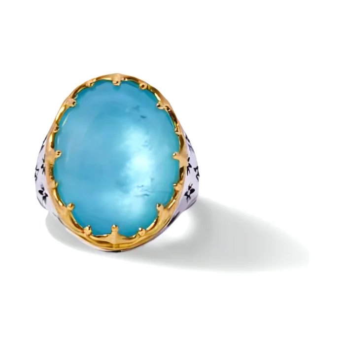 Konstantino Sterling Silver and 18k Yellow Gold Aquamarine Ring