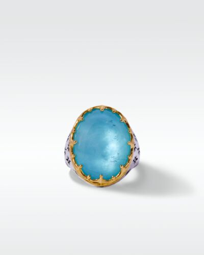 Konstantino Sterling Silver and 18k Yellow Gold Aquamarine Ring
