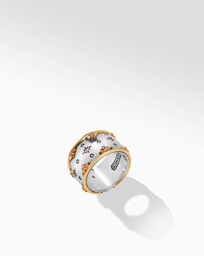 Konstantino Sterling Silver and 18k Yellow Gold Morganite and Crystal Ring