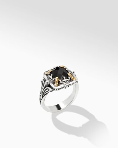 Konstantino Gen K Sterling Silver and 18k Yellow Gold Onyx Ring