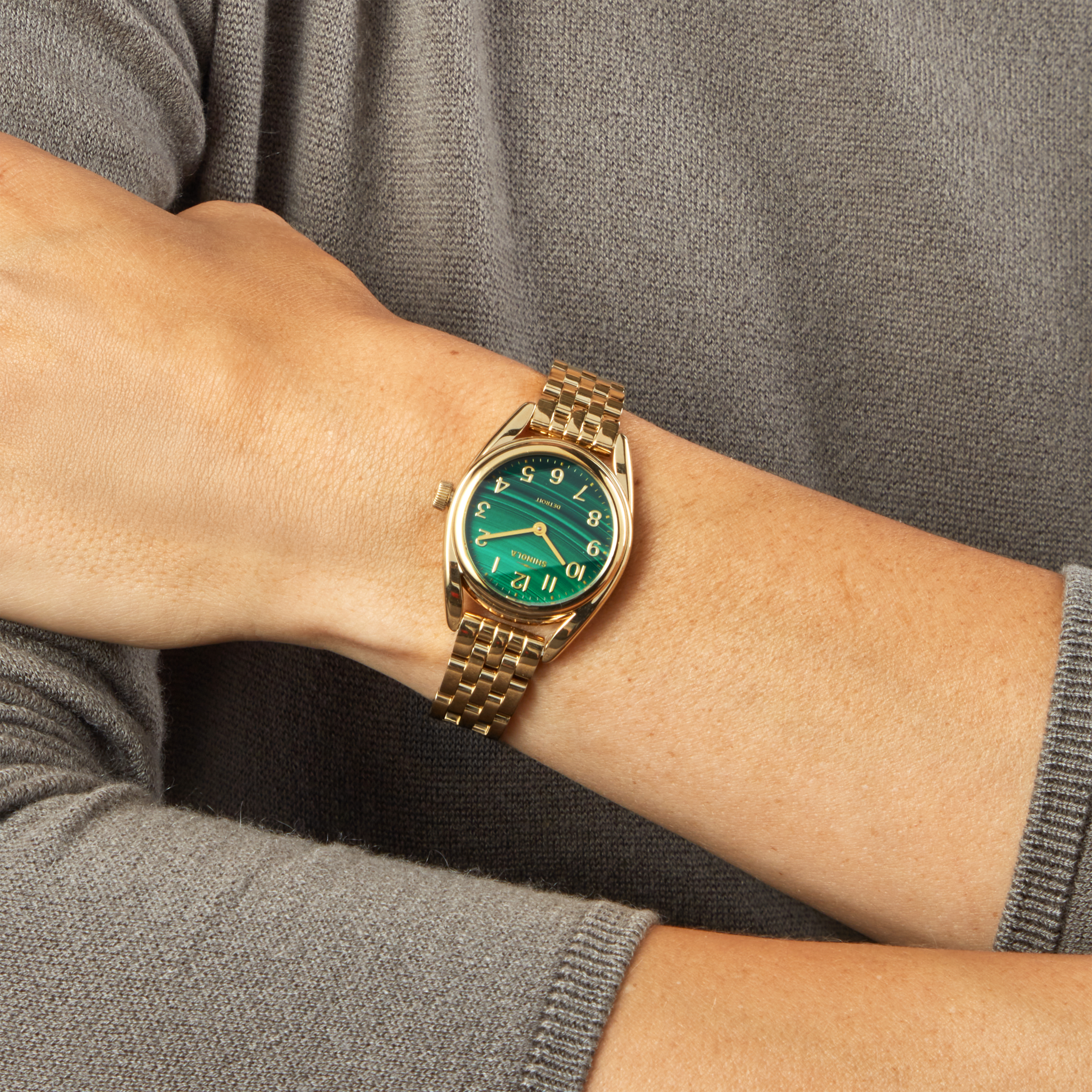 Shinola Derby 30.5mm Malachite Dial Gold-Tone Bracelet
