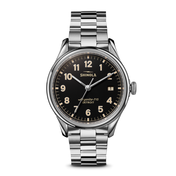 Shinola Vinton 38mm Black Dial Stainless Steel Bracelet