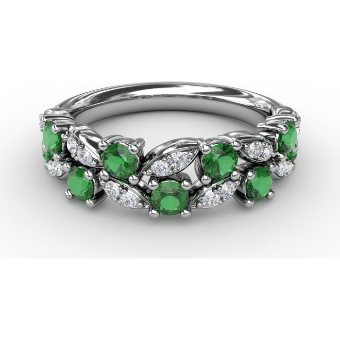 Fana 14k White Gold Emerald and Diamond Ring