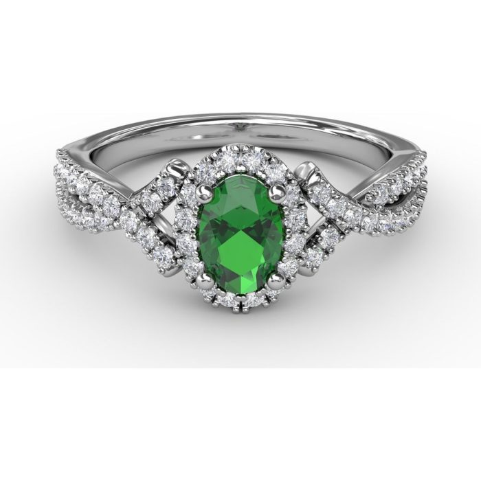 Fana 14k White Gold Emerald and Diamond Ring