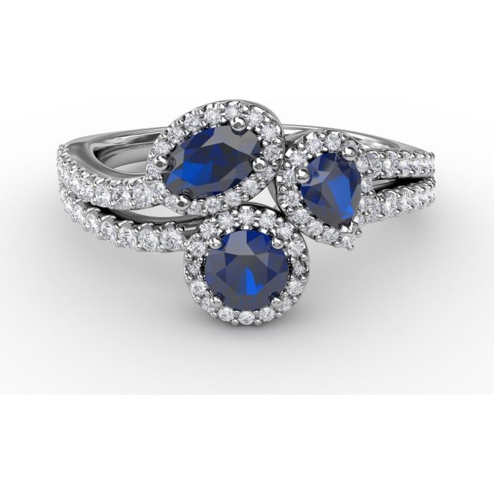 Fana 14k White Gold Sapphire and Diamond Ring