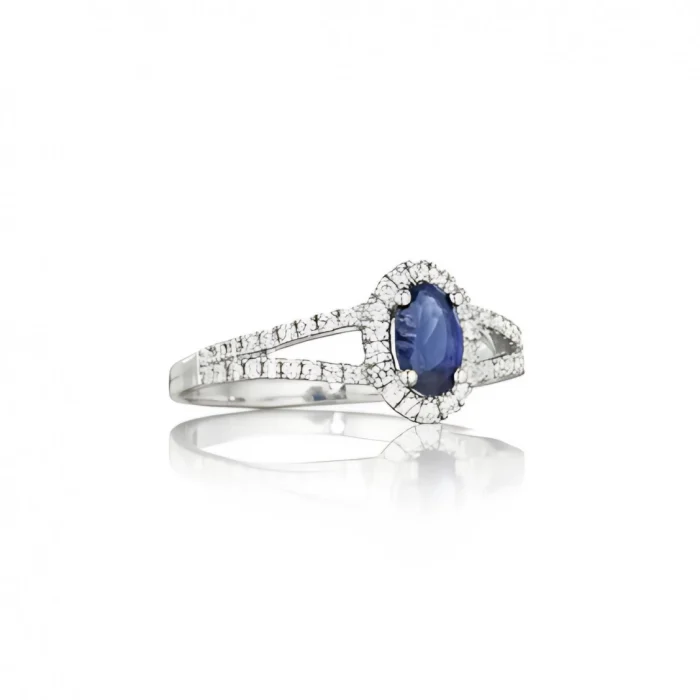 Fana All Eyes on Me Sapphire Ring with Halo and Pave Split Shank