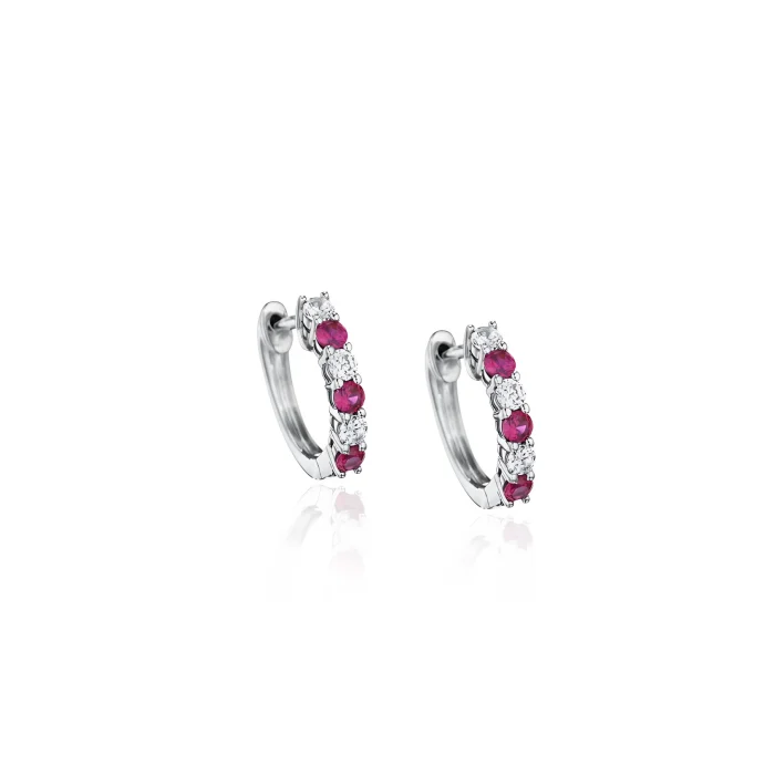 Fana Bold Beauty Alternating Ruby and Diamond Hoops
