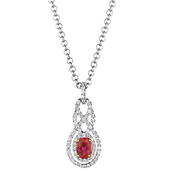 Fana Interwoven Ruby & Diamond Drop Pendant