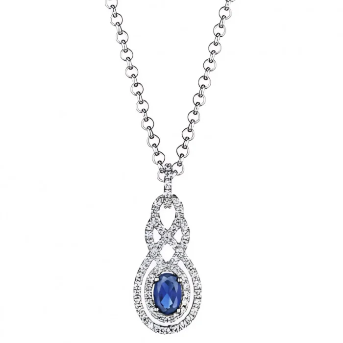 Fana Interwoven Sapphire & Diamond Drop Pendant