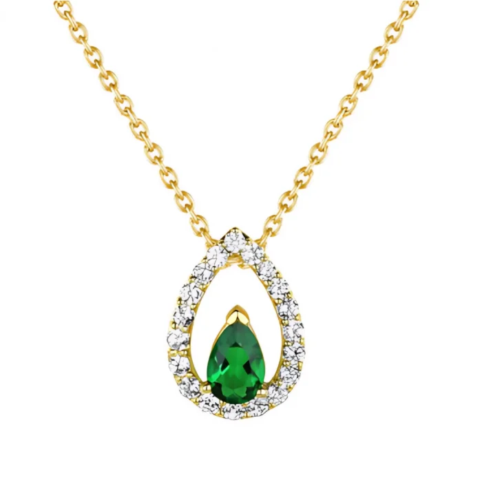 Fana Put On A Show Emerald and Diamond Double Pear Pendant