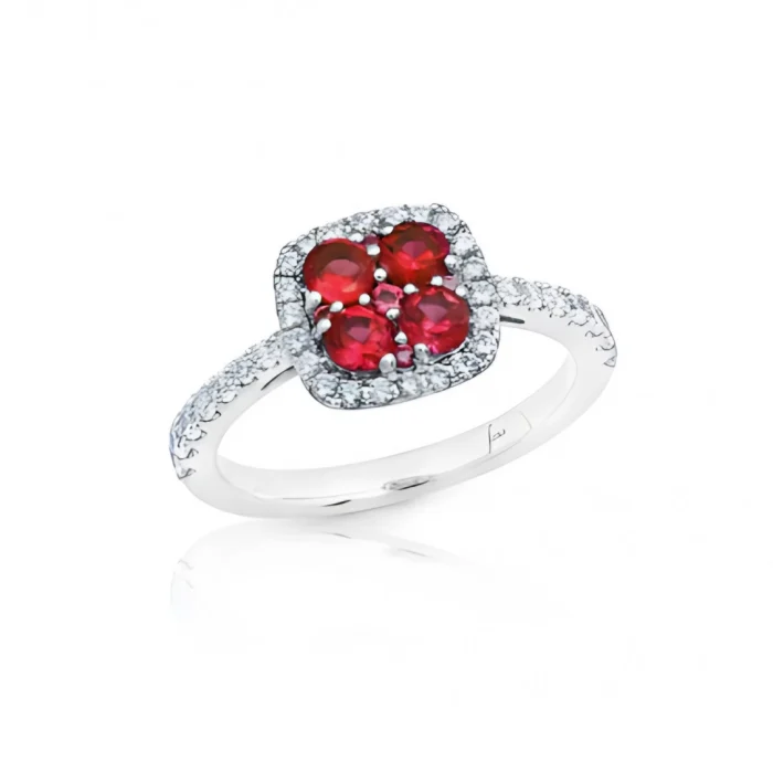 Fana Sweet Serenade Ruby and Diamond Cluster Ring