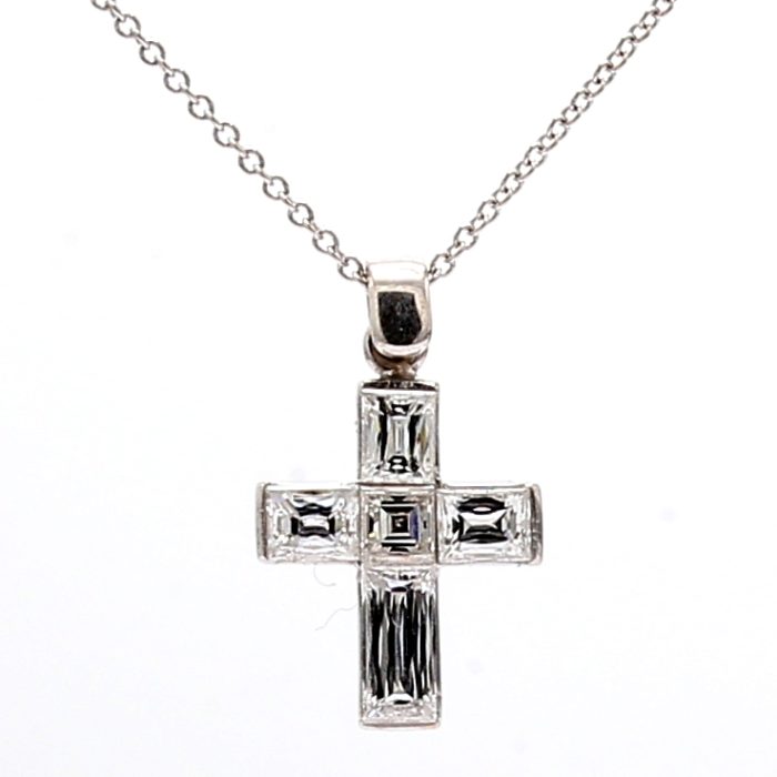 Five-Stone Diamond Cross Pendant, 0.75 ct tw