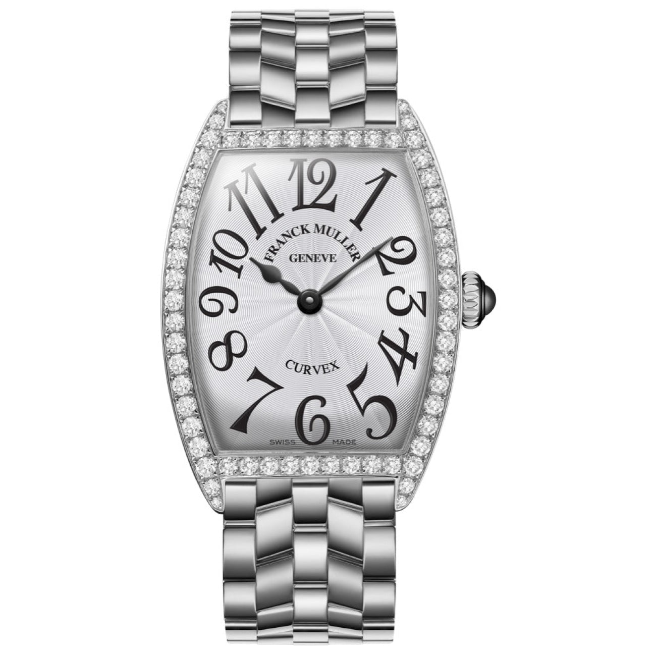 Franck Muller Cintrée Curvex 1752 Diamond Bezel Steel Bracelet