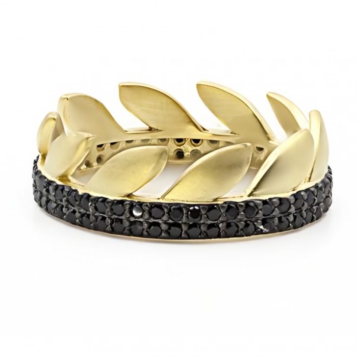 Freida Rothman BLACK PAVÉ LAUREL RING