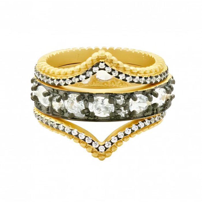 Freida Rothman GILDED CABLE DOUBLE ARC 3-STACK RING