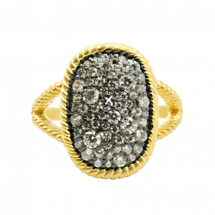 Freida Rothman GILDED CABLE LARGE PAVÉ COCKTAIL RING