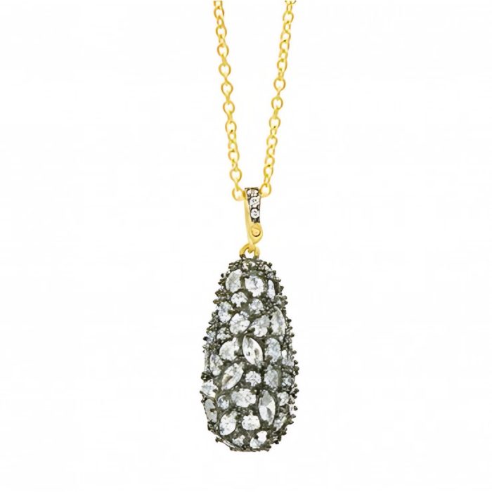 Freida Rothman GILDED CABLE PEBBLE STONE PENDANT NECKLACE