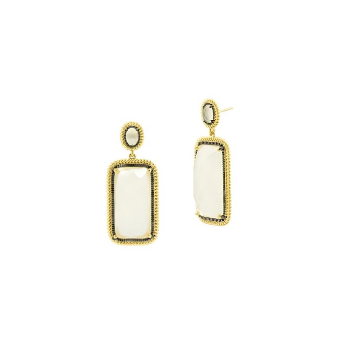 Freida Rothman GILDED CABLE RECTANGLE DROP EARRING