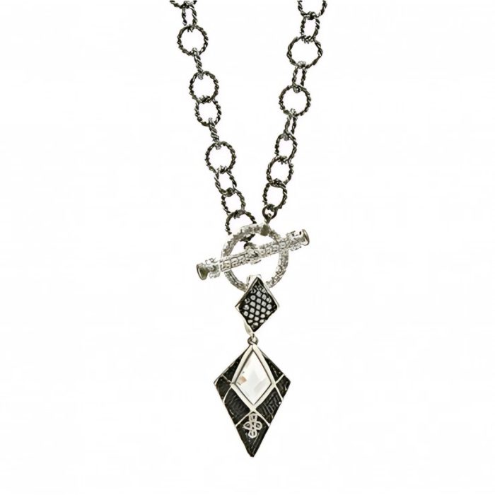 Freida Rothman INDUSTRIAL FINISH TOGGLE DIAMOND PENDANT NECKLACE
