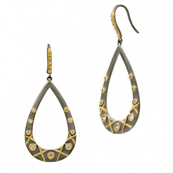 Freida Rothman LATTICE MOTIF OPEN TEARDROP EARRINGS