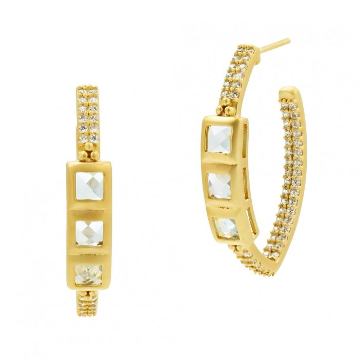 Freida Rothman OCEAN AZURE POINTED HOOP EARRINGS