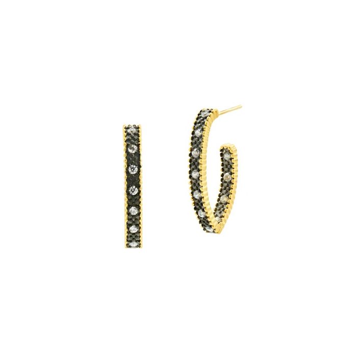Freida Rothman TEXTURED ORNAMENTS HOOP EARRING