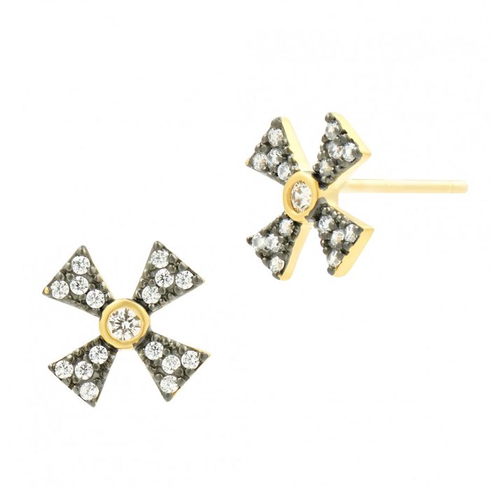 Freida Rothman THIN PAVÉ CROSS STUD EARRINGS