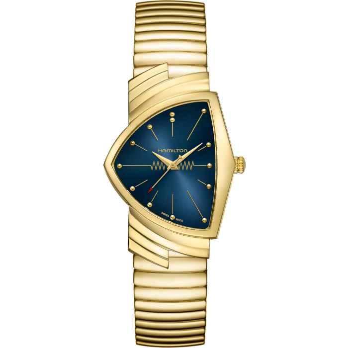 Hamilton Ventura Quartz Gold-Tone Blue Dial on Bracelet