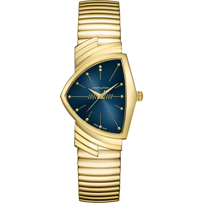 Hamilton Ventura Quartz Gold-Tone Blue Dial on Bracelet