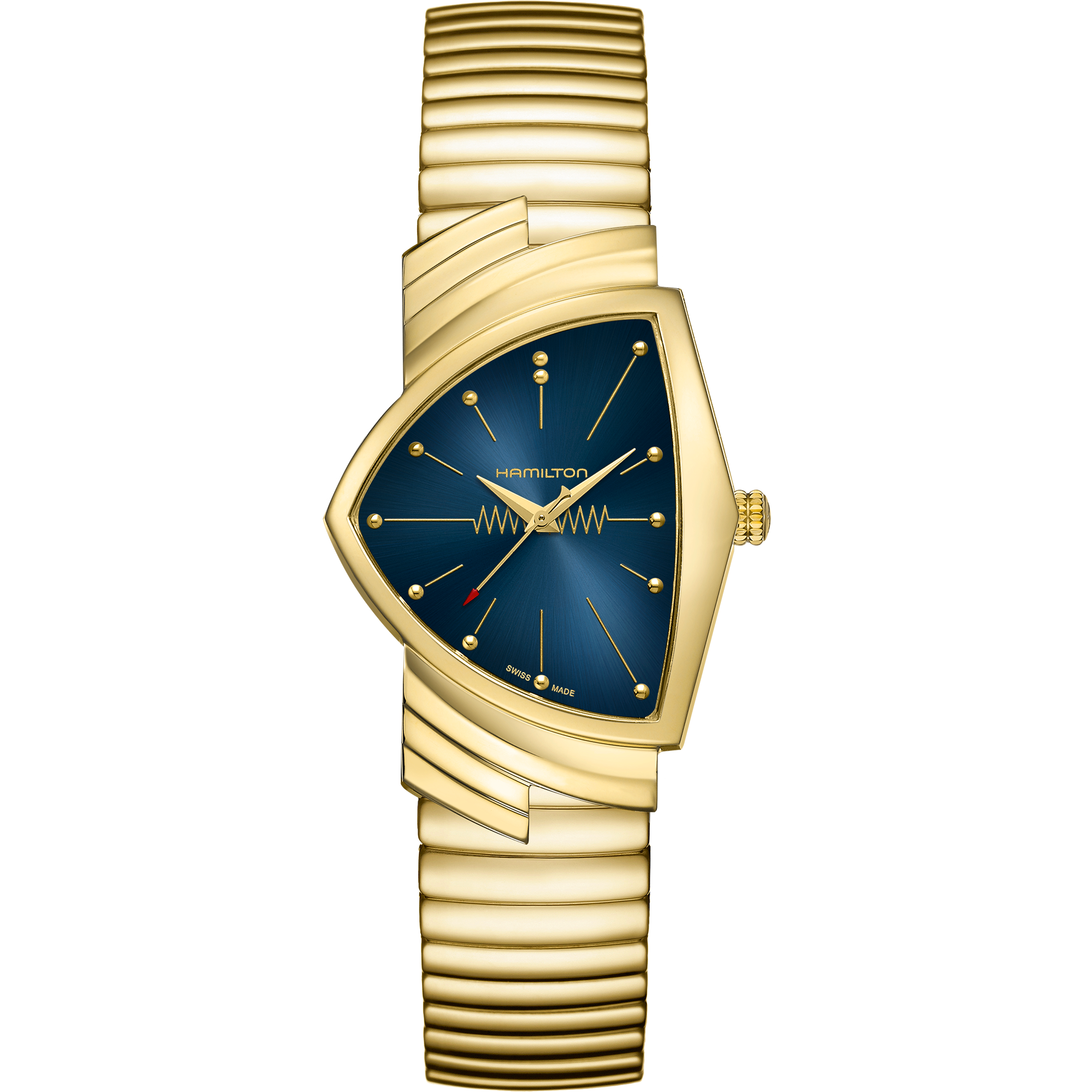 Hamilton Ventura Quartz Gold-Tone Blue Dial on Bracelet