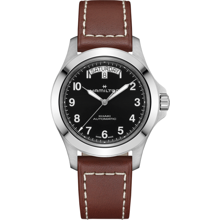 Hamilton Khaki Field King Day-Date Auto 40mm Black Dial Brown Leather