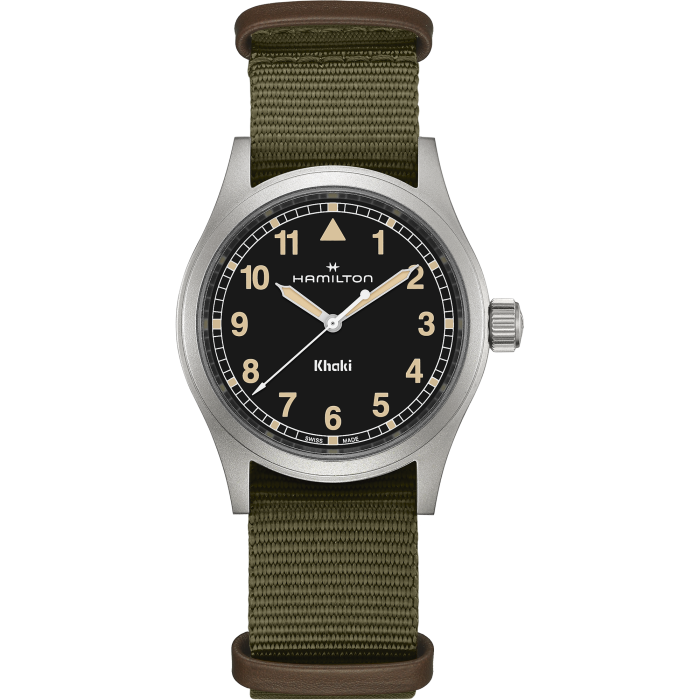 Hamilton Khaki Field Quartz 38mm Black Dial Green NATO