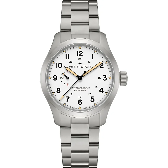 Hamilton Khaki Field Mechanical Power Reserve 40mm White Dial on Bracelet