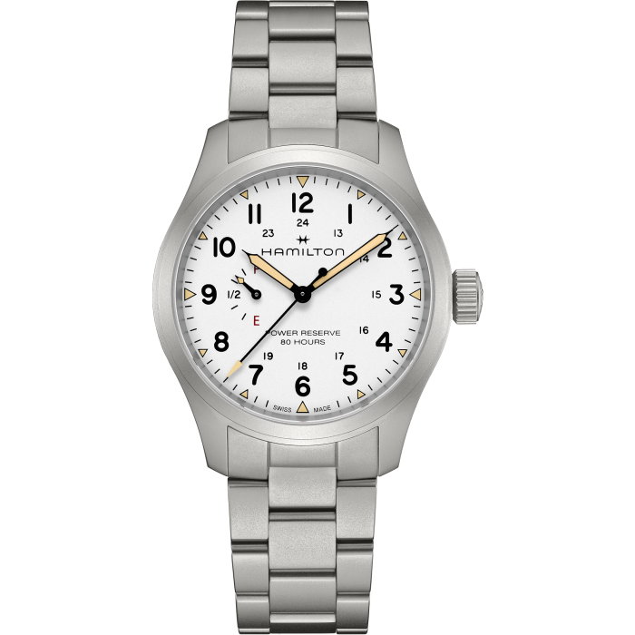 Hamilton Khaki Field Mechanical Power Reserve 40mm White Dial on Bracelet
