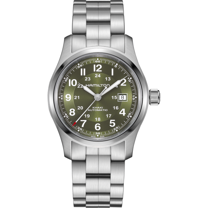 Hamilton Khaki Field Auto 42mm Green Dial on Bracelet