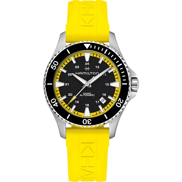 Hamilton Khaki Navy Scuba Auto 40mm Black Dial Yellow Strap
