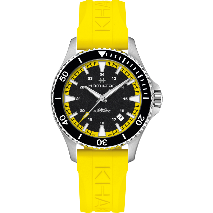Hamilton Khaki Navy Scuba Auto 40mm Black Dial Yellow Strap