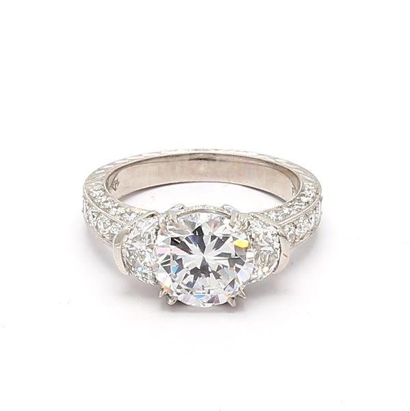 Jack Kelege Platinum Half-Moon Diamond Semi-Mount, 1.62 ct tw