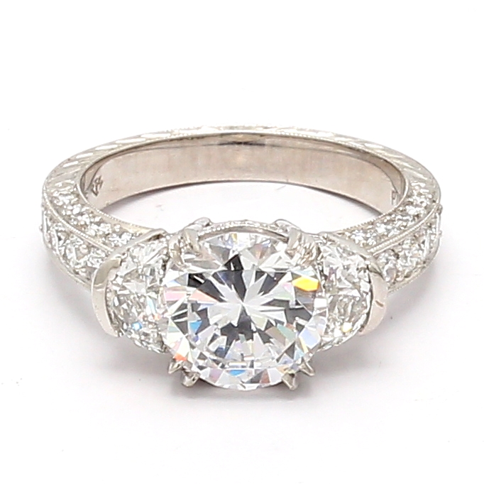 Jack Kelege Platinum Half-Moon Diamond Semi-Mount, 1.62 ct tw
